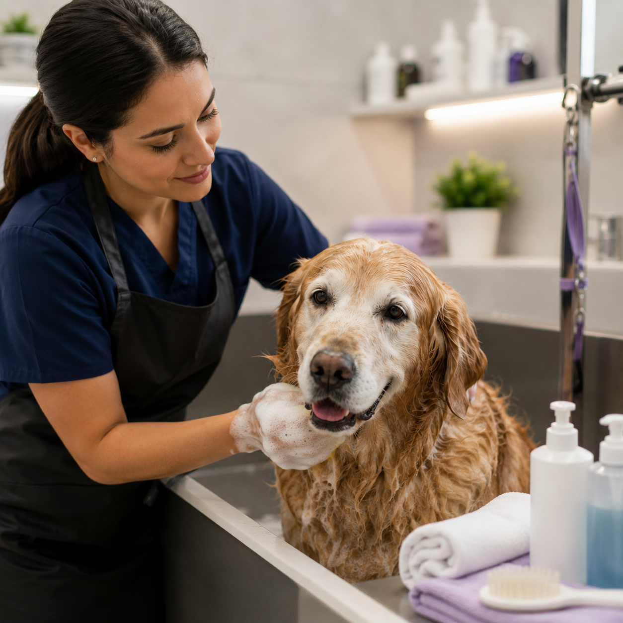 Estética canina senior y baño terapéutico en Vets Health